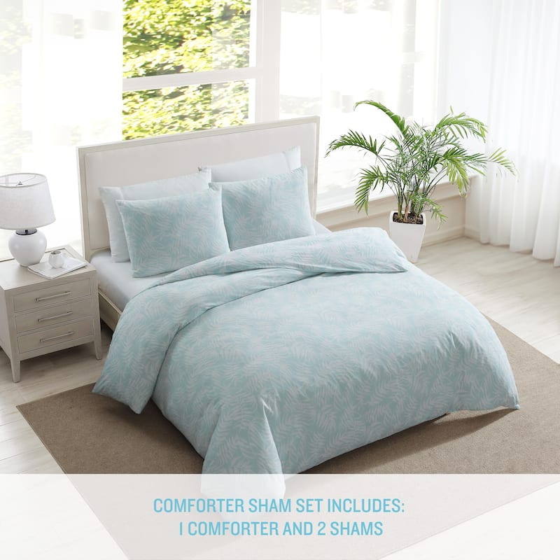 Tommy Bahama Art Of Palms Cotton Comforter Set - Blue - King