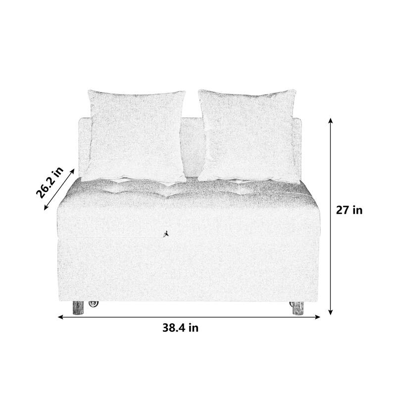 Roomfitters Convertible Sleeper Sofa Chair with Adjustable Backrest, Pullout Bed and Wheels, Linen Fabric