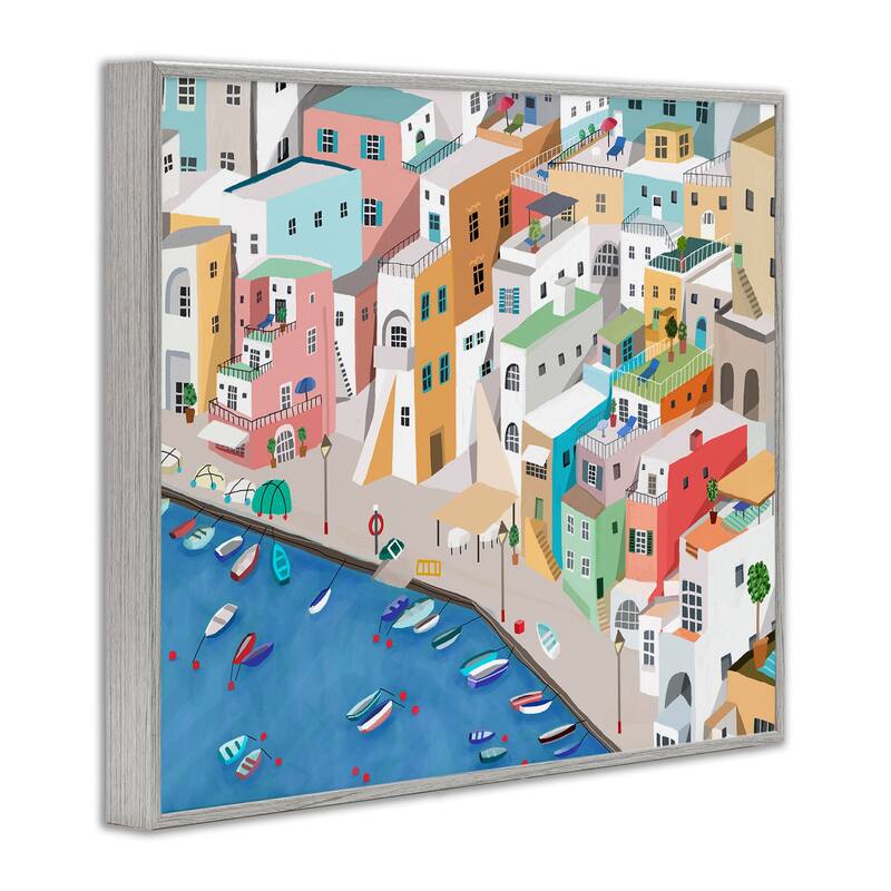 Stupell Coastal Town Harbor Framed Giclee Art Design By Carla Daly