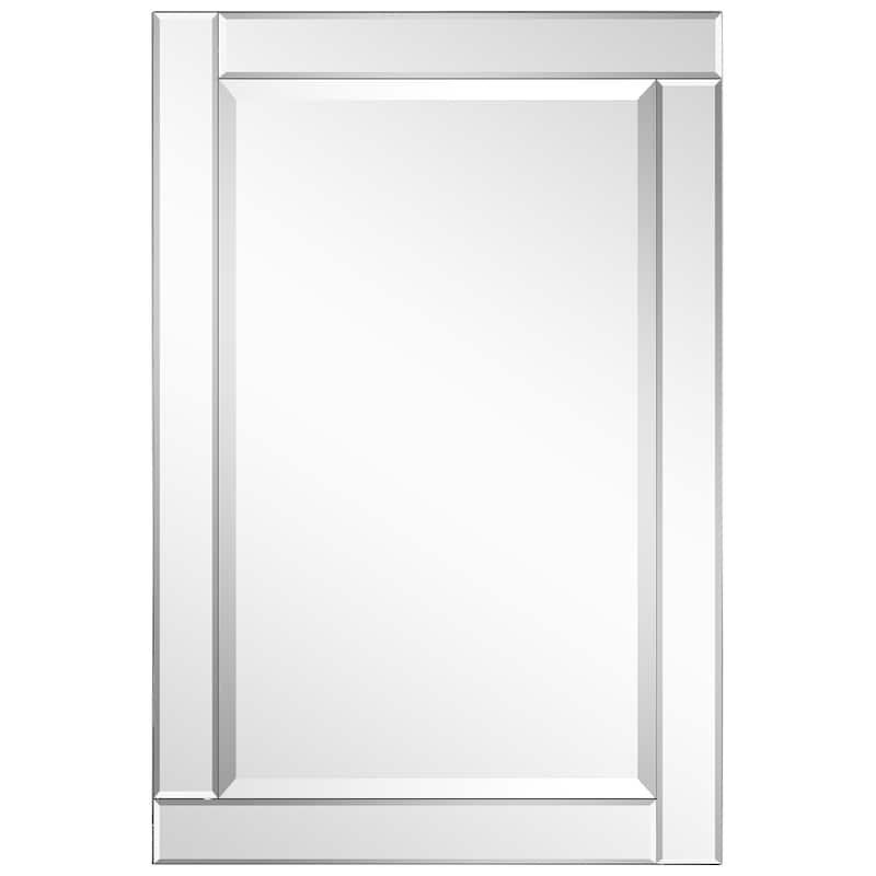 Moderno Beveled Rectangle Wall Mirror, Bathroom Mirror, 24 in. x 36 in. - Clear - 24 x 36