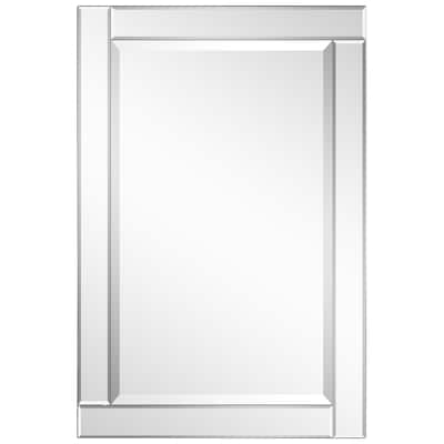 Moderno Beveled Rectangle Wall Mirror, Bathroom Mirror, 24 in. x 36 in. - Clear - 24 x 36
