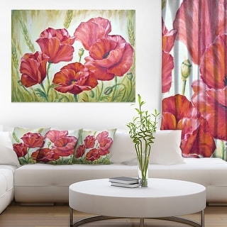 Poppies in Wheat - Large Floral Wall Art Canvas - Green - Bed Bath ...