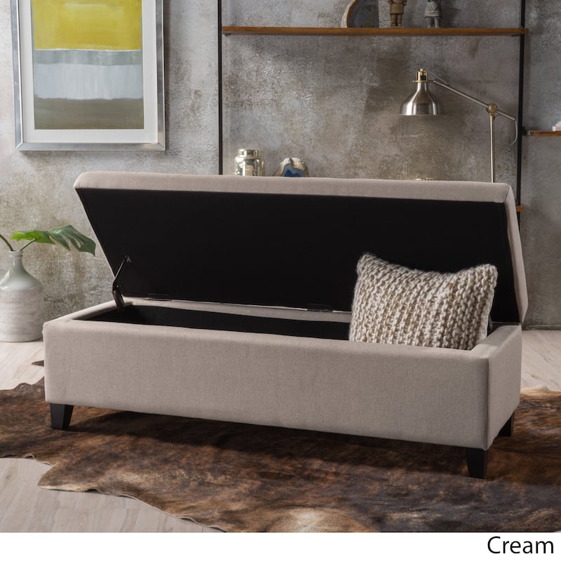 York Fabric Storage Ottoman Bench by Christopher Knight Home - Off White