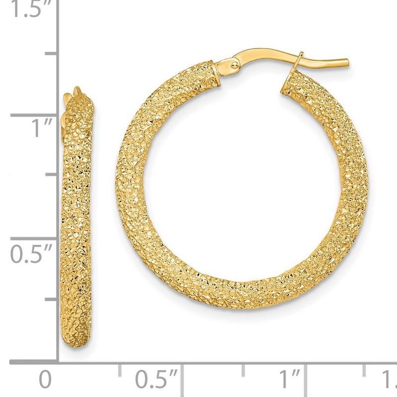 Curata 14k Yellow Gold Sparkle Cut Hoop Earrings - 27.4x26.2mm