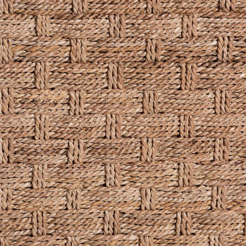 Rhinos Handwoven Seagrass Coffee Table with Open Shelf - Rectangular Wicker Center Table for Living Room, Coastal Boho Style