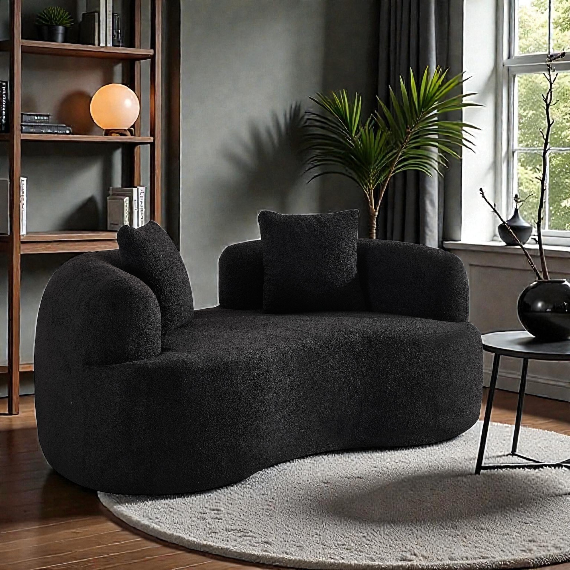 66.93 Inch Curved Loveseat Compression Sofa, Teddy Velvet No