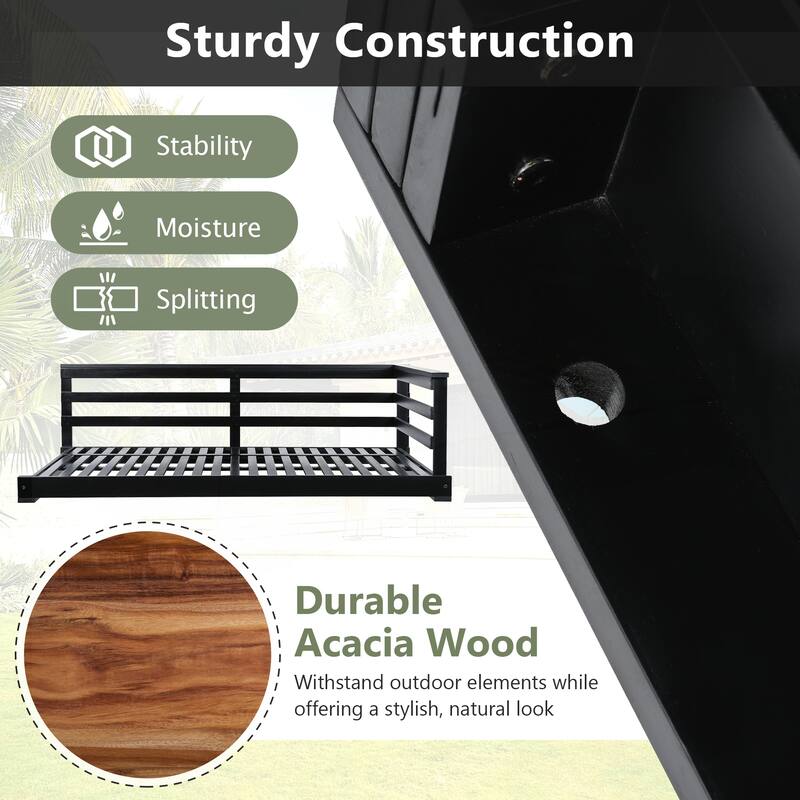 Country Patio Wooden Twin Size Swing Daybed Porch Swing Frame