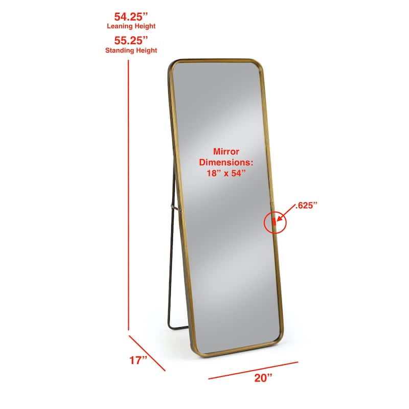 55" Gold Metal Floor Mirror with Easel Back