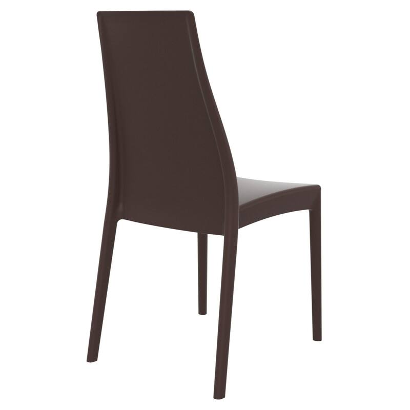 37" Brown Outdoor Patio Solid High Back Dining Chair