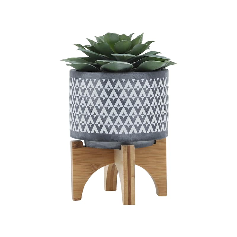 Sagebrook Home Elegant Ceramic Planter on Wooden Stand - Perfect for Modern Home Decor and Plant Lovers