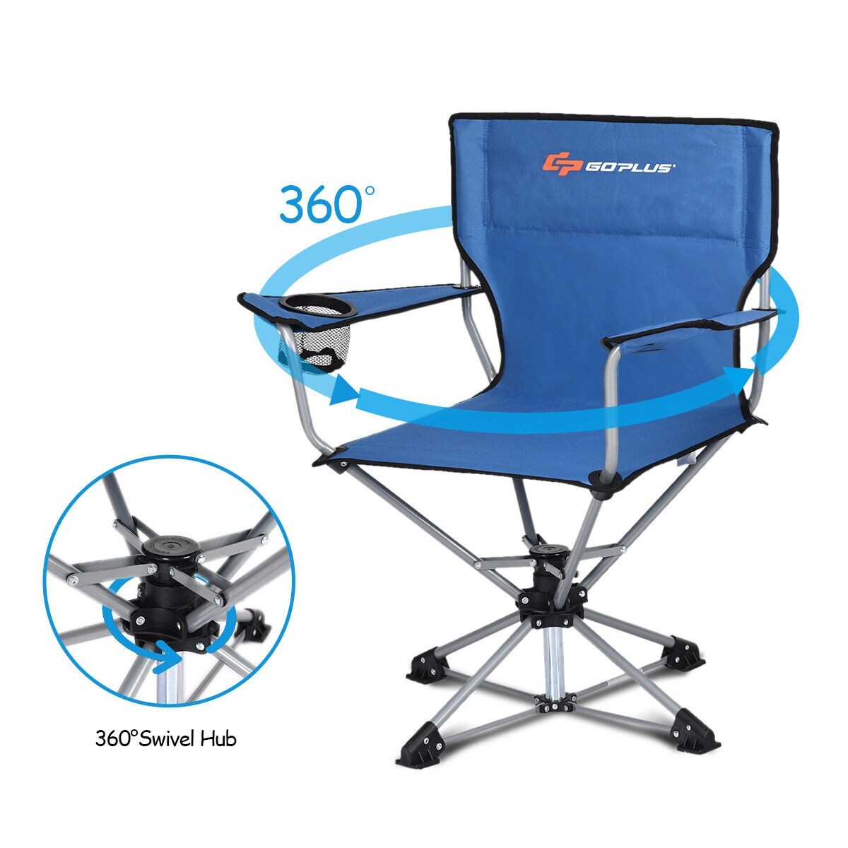 Goplus Collapsible Portable Swivel Camping Chair 360degreesfree Rotation For Picnic Fishing