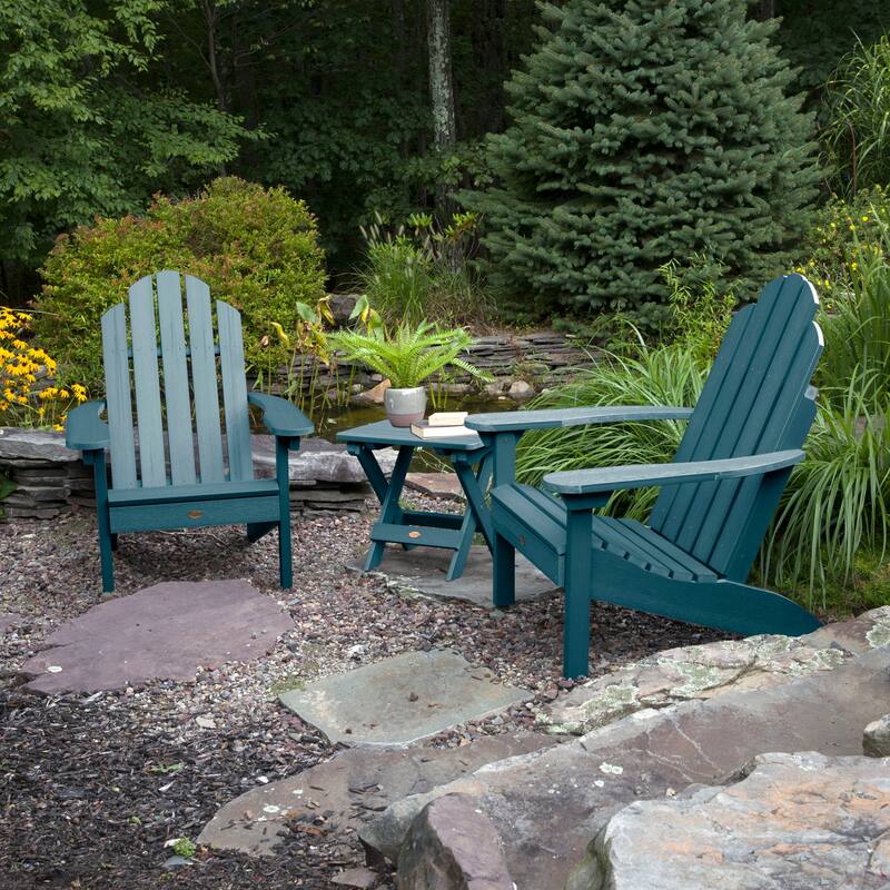 3 Piece Set Outdoor Adirondack Chairs and Folding Side Table