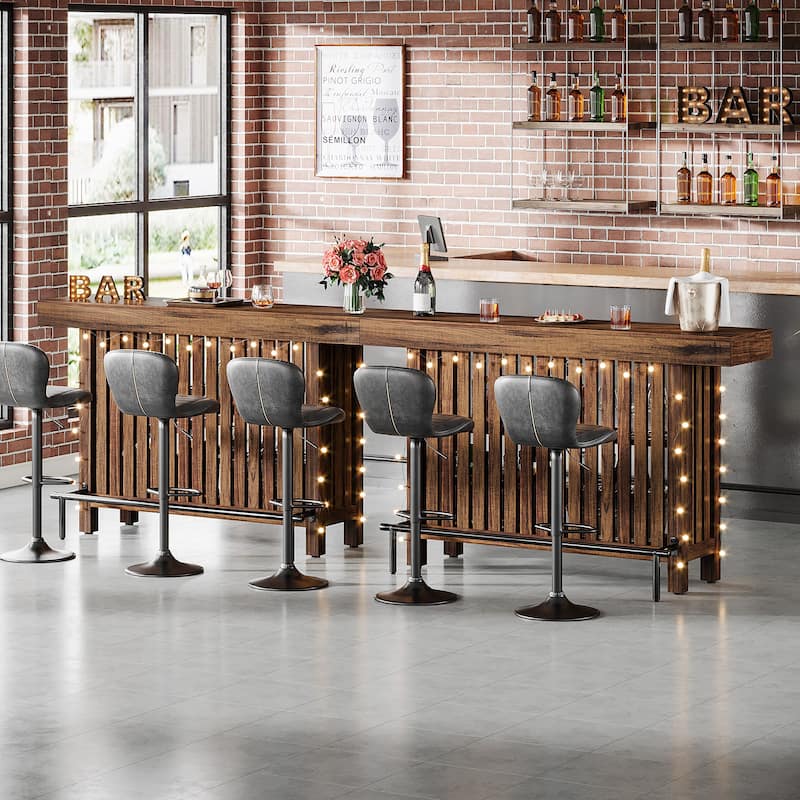 3 Tier Home Bar Unit, Mini Bar Table Height Pub Table with Footrest