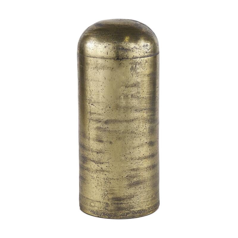 Quonset Extra Tall Brass Finished Aluminum Metal Pillar Object - 6.0L x 6.0W x 14.5H
