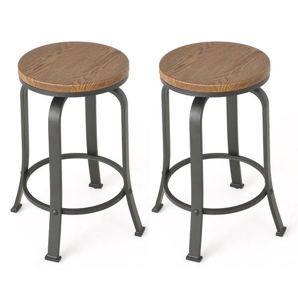 Skyla 24 Inch Natural Wood Roating Counter Stool Set Of 2 By Christopher Knight Home On Sale Overstock 12873897