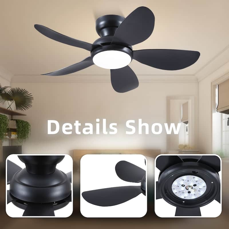 32/36/46/52 inches Low Profile Ceiling Fan with Light and Remote for Living Room Bedroom Kid's Room Patio