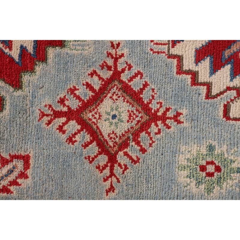 Blue Kazak Oriental Accent Rug Hand-Knotted Wool Carpet - 3'3"x 5'5"
