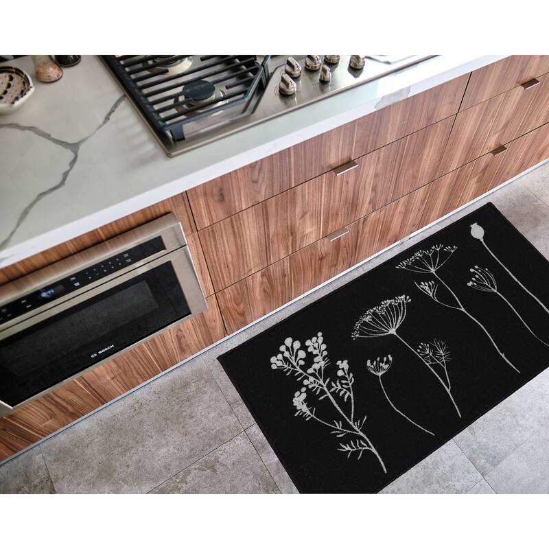 Wool Effect Wildflowers Kitchen Mat or Runner Rug