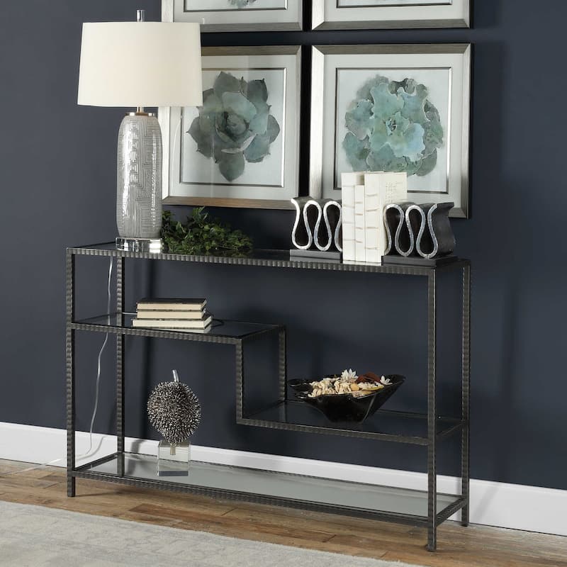34" leo industrial console table