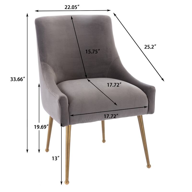 Clihome Stainless Steel Frame Dining Velvet Side Chairs(Set of 2)