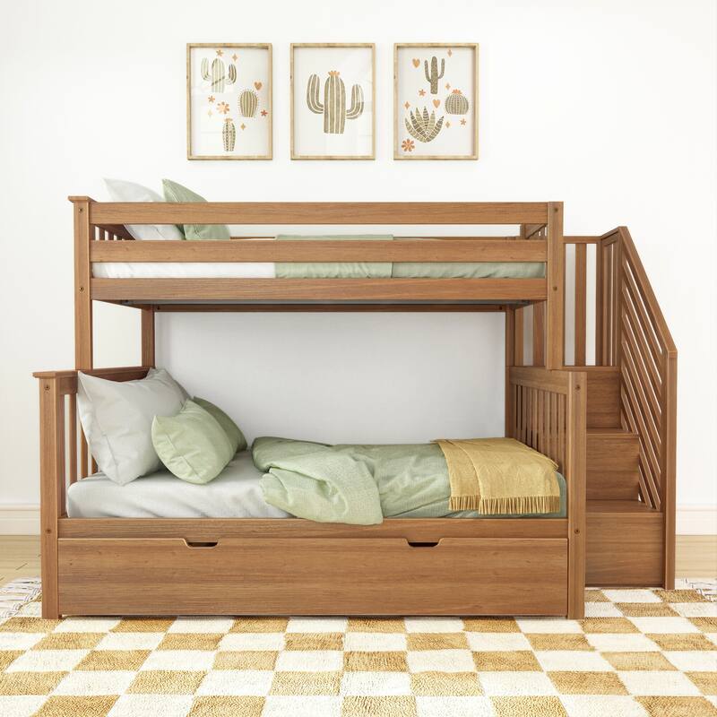 Max and Lily Twin over Full Staircase Bunk Bed with Trundle