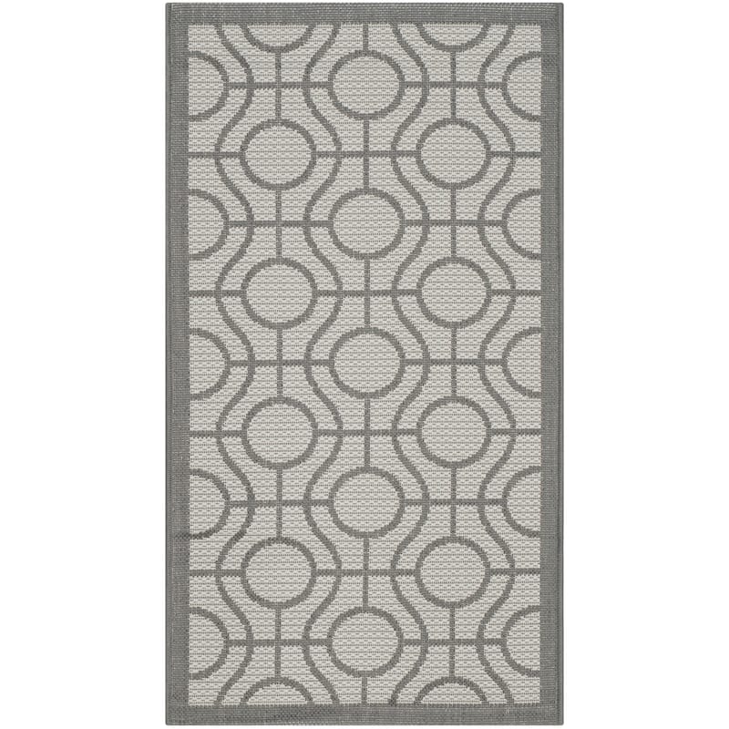 SAFAVIEH Courtyard Pazia Indoor/ Outdoor Waterproof Patio Backyard Rug - 2' x 3'7" - Light Grey/Anthracite