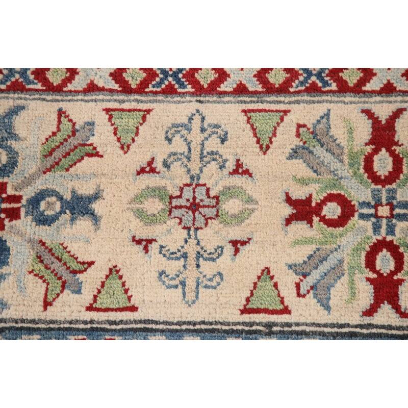 Hand Knotted Oriental 100% Wool Carpet Traditional Geometric Navy Blue & Blues Kazak Area Rug - 16' 3'' X 9' 9''