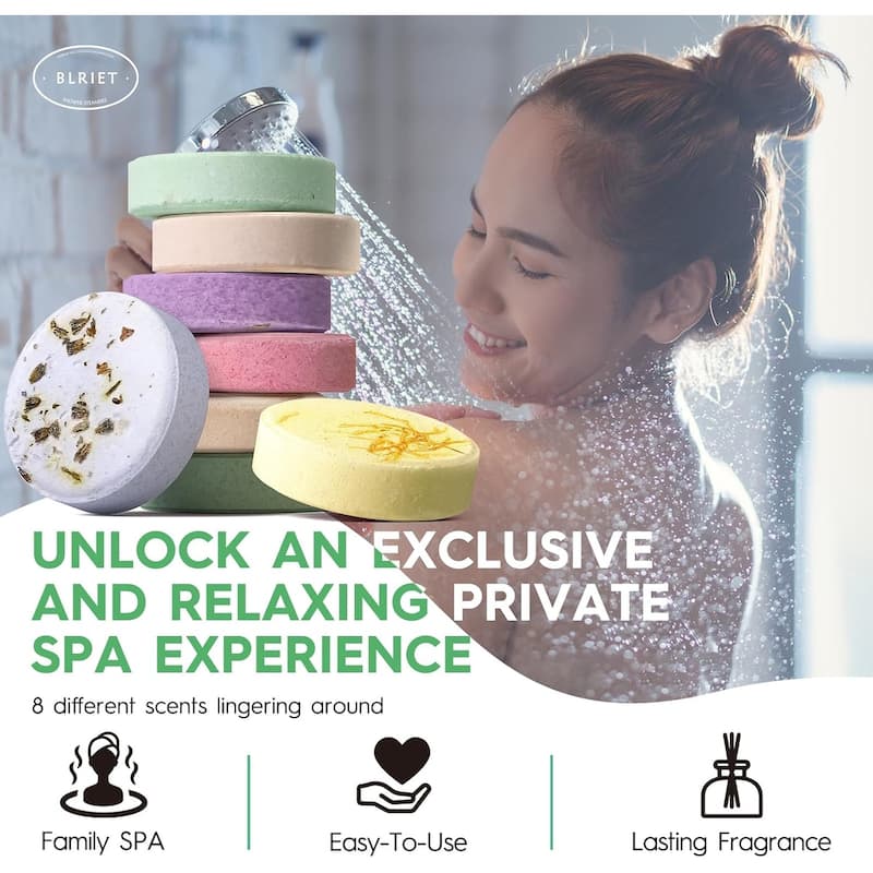 Natural Home Spa Self Care Relaxation Shower Bombs Beauty Gifts 8 Pack