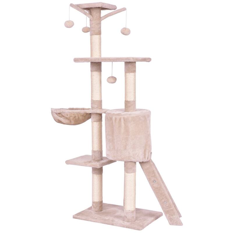 Gymax 56'' Cat Tree Kitten Pet Play House Furniture Condo Scratching
