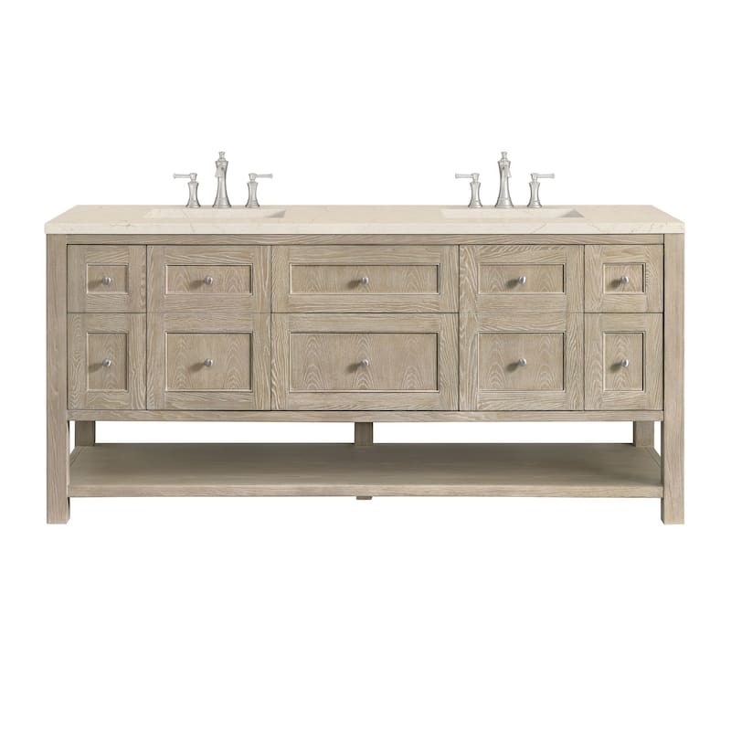 James Martin Vanities 330-V72-3EMR Breckenridge 72" Double Basin Wood - Whitewashed Oak