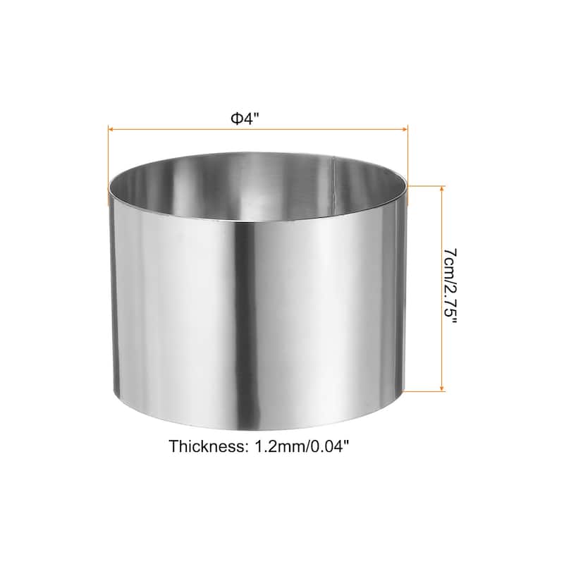 Round Cake Ring Stainless Steel Pastry Mousse Dessert Ring - 4 x 2.75 Inch