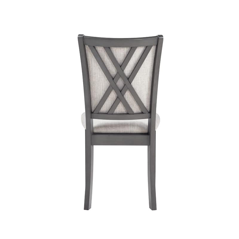 Han Dining Chair Set of 2, Light Gray Fabric, Dark Gray Solid Wood