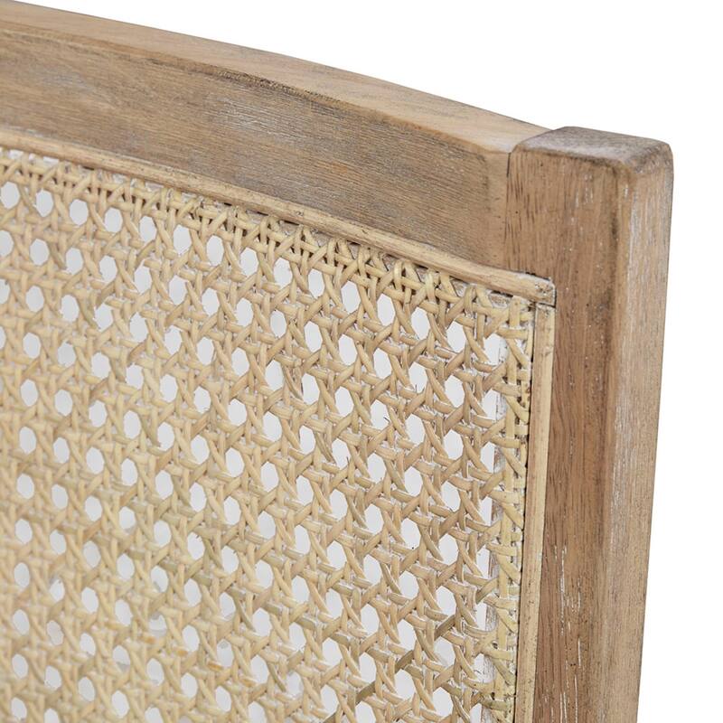 Roomfitters Accent Chair with Cane Back, Solid Wood Armchair with Upholstered Seat for Living Room or Office, Light Brown