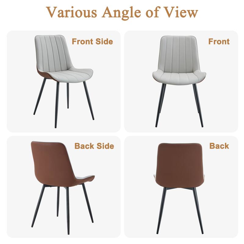PU Leather Upholstered Solid Back Dining Chair Set of 4