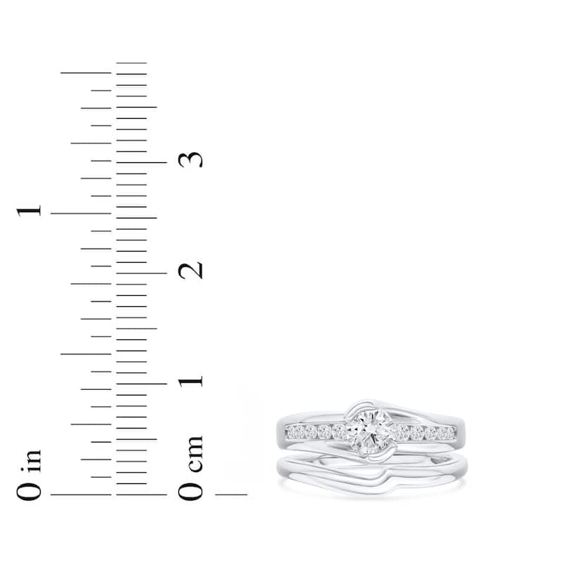 1/2 ct TDW Dimaond Bypass Bridal Set in Silver for Women