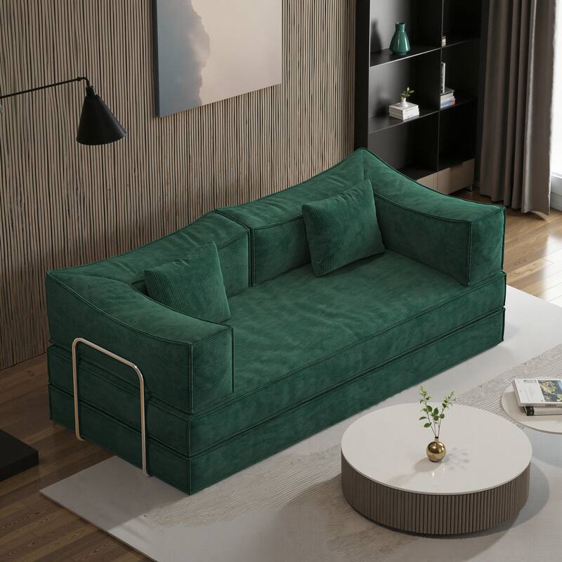 78.8 inch Modular sofa, convertible pudding block sofa, floor-standing sofa bed with armrests and comfortable sofa bed - Green
