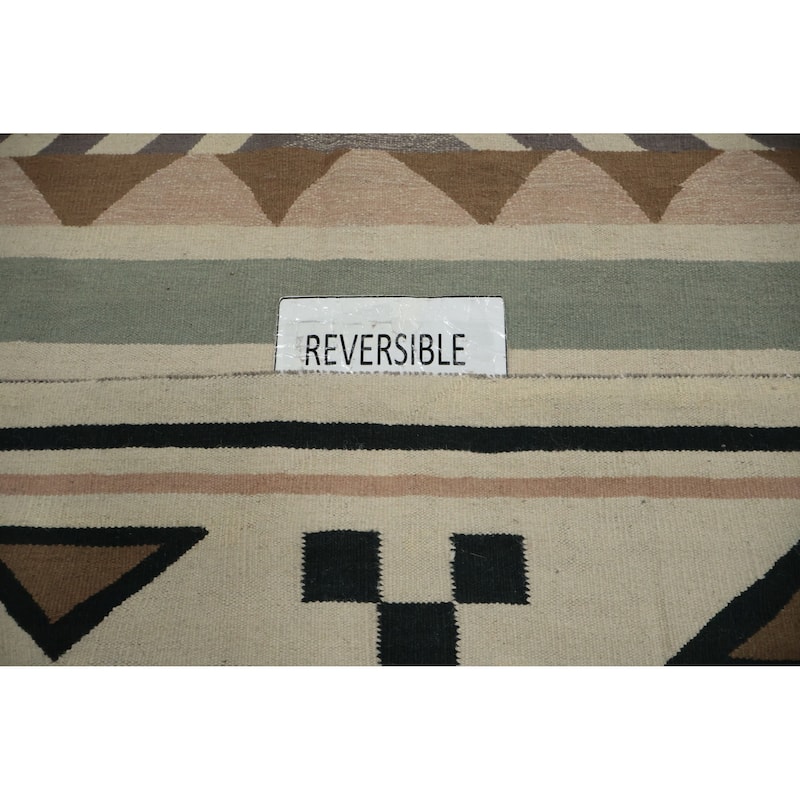 Hand Woven Oriental 100% Wool Carpet Southwestern Tribal Greys & Charcoal Kilim Area Rug - 18' 3'' X 11' 10''