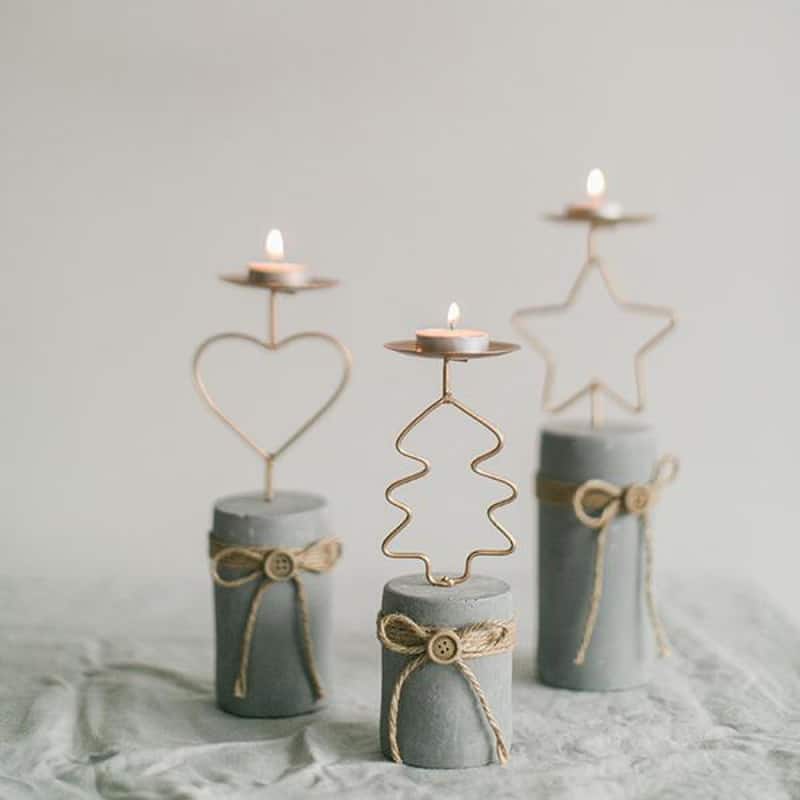 Set Of 3 Assorted Papier Mache And Metal Tealight Candle Holder