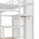 preview thumbnail 11 of 13, White Twin Over Full Metal Bunk Bed with Storage Steps, Built-In Wardrobe, and Full-Length Guardrails