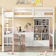 preview thumbnail 11 of 13, Loft Wood Bed with Desk,Storage Shelves and Drawers,Full Size