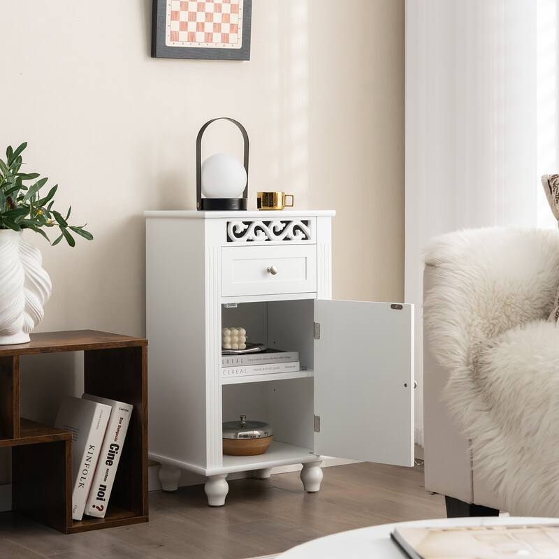 Costway Bathroom Floor Cabinet Side Storage Organizer with 1 Drawer & - See Details