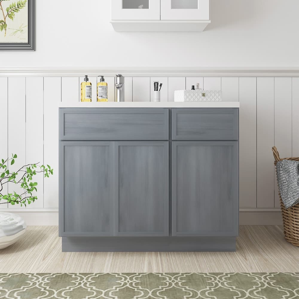 Vanity Art 39" Oak Freestanding Bathroom Vanity Cabinet without Top