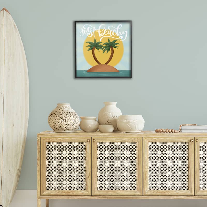 Stupell Just Beachy Tropical Island Framed Giclee Art Design By Sarah Hickman