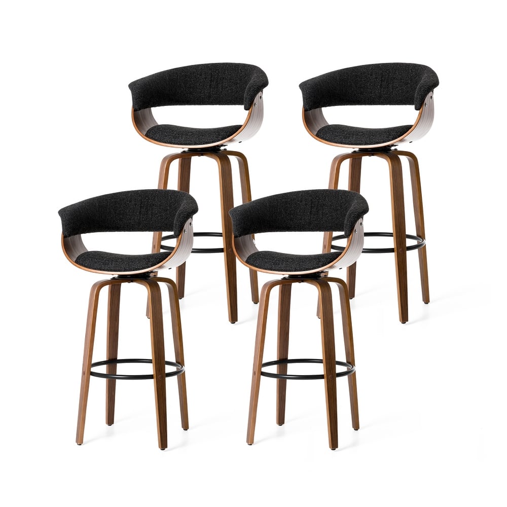 Glitzhome Set of 4 Modern Counter or Bar Height Faux Leather Swivel Upholstered Pub Stools