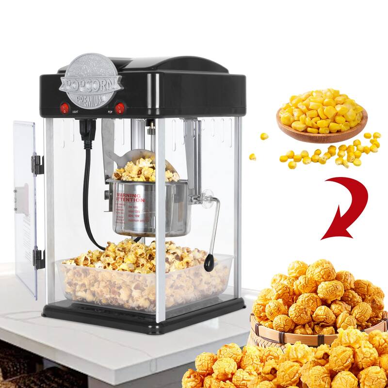 Popcorn Maker Machine with 6 Oz Stainless Steel Kettle Countertop Popper