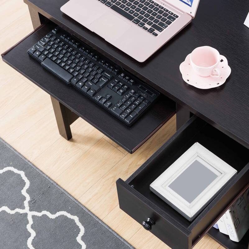 Desk with hutch home office desk 39"W Compact desk Writing Desk Laptop Desk Red Cocoa Espresso One Keyboard Drawer - Brown