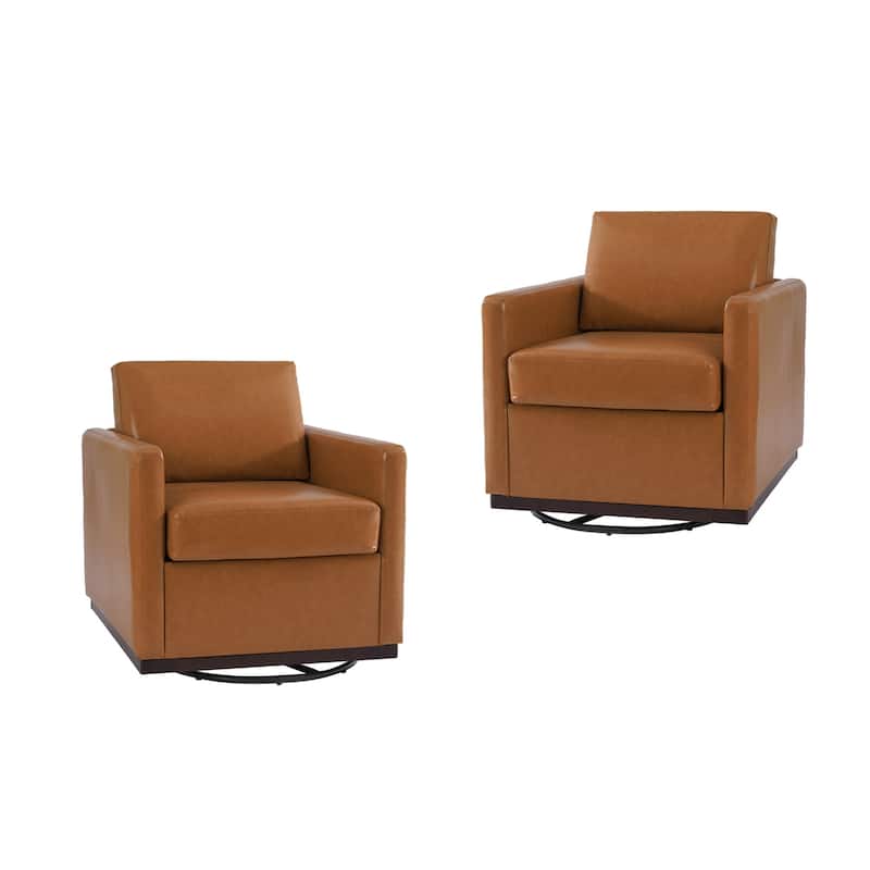 Cozy Swivel Armchair 360°Rotating Base Accent Chair Set of 2