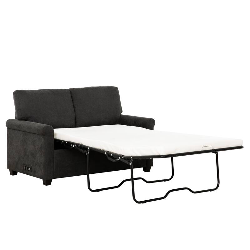Convertible Twin Sleeper Sofa with USB Ports & Pocket Spring Support - 54" Couch Bed