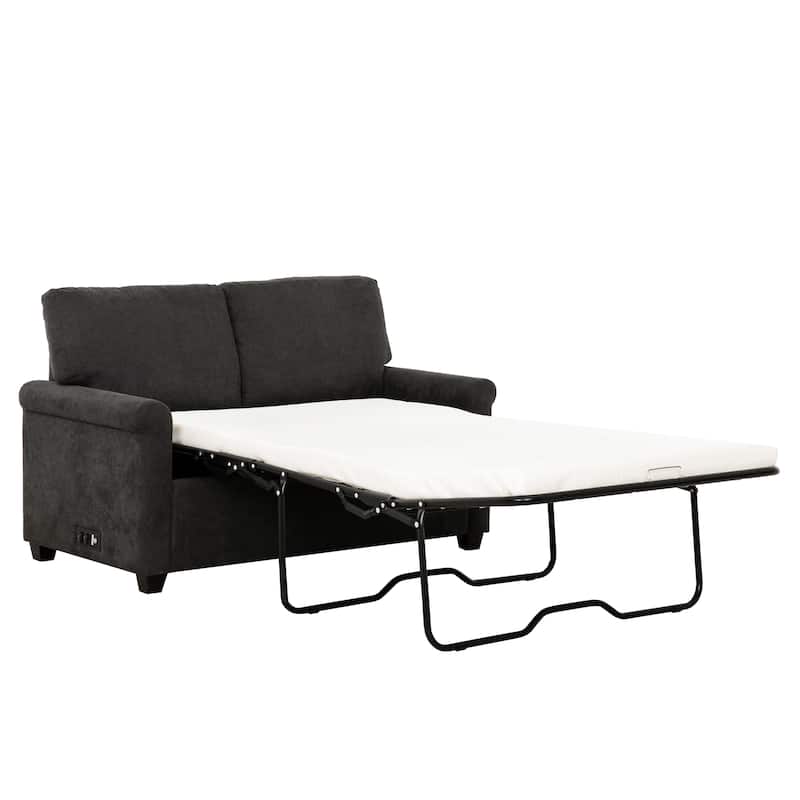 54" Twin Sleeper Sofa with USB Ports, Pocket Spring & Foam Comfort - Compact Sofa Bed