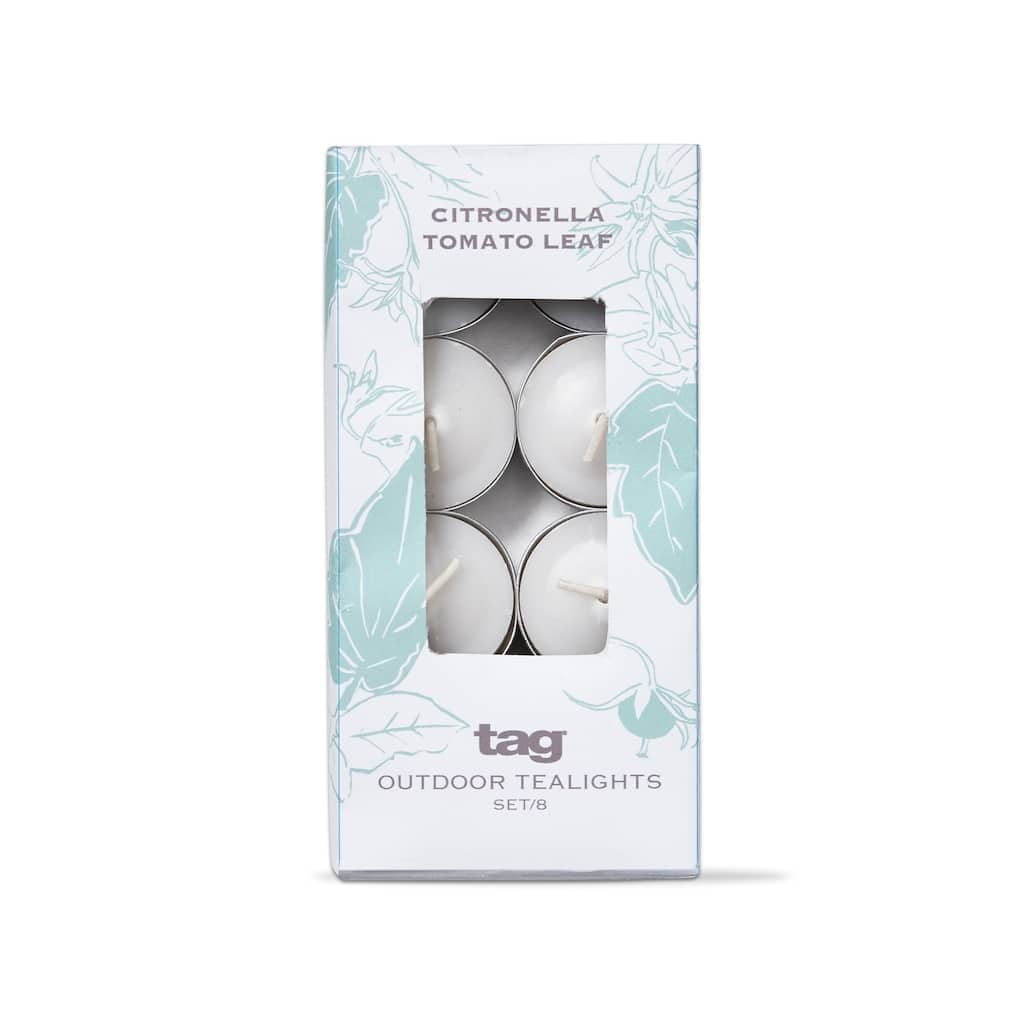 Citro Tomato Scented Tealights Set of 8 Ivory Wax Candles for Spring and Summer 3 Hour Burn Time - Cream